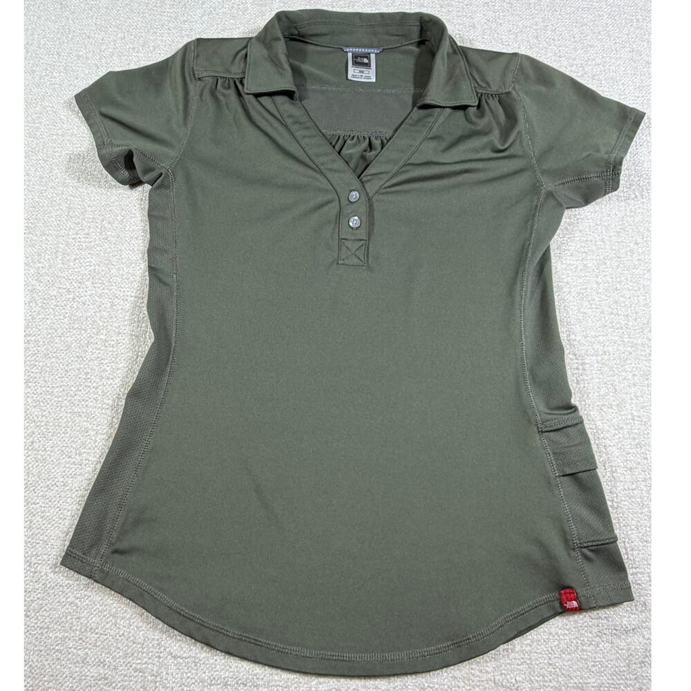 North Face Women’s M Green V-Neck Short Sleeve Vaporwick Athletic Workout Top